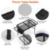 Foldable Camping Table Collapsible Picnic Aluminum Alloy Grill Stand BBQ Table with 66LBS Max Load Adjustable Height 2 Side Wing Trays Storage Net
