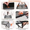 Foldable Camping Table Collapsible Picnic Aluminum Alloy Grill Stand BBQ Table with 66LBS Max Load Adjustable Height 2 Side Wing Trays Storage Net