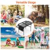 Foldable Camping Table Collapsible Picnic Aluminum Alloy Grill Stand BBQ Table with 66LBS Max Load Adjustable Height 2 Side Wing Trays Storage Net