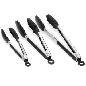 3Pcs Per Set Kitchen Tongs Stainless Steel Locking Food Tongs With Silicon Tips BBQ Cooking Grilling Locking Food Tongs High Heat Resistant 600 Fahren