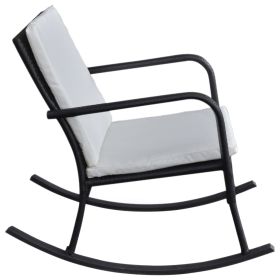 vidaXL Outdoor Rocking Chair Black Poly Rattan (Option: Macaron)
