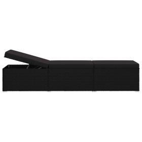 vidaXL Sun Lounger with Cushion Poly Rattan Black (Option: Macaron)