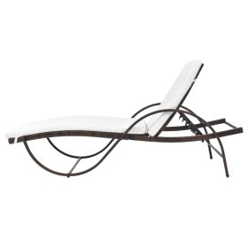 vidaXL Sun Lounger with Cushion Poly Rattan Brown (Option: Macaron)