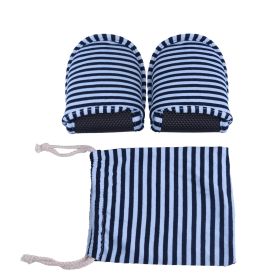 Travel Portable Foldable Reusable Indoor Soft Cotton Anti slip Slippers (Man Blue Stripes) (Option: Macaron)