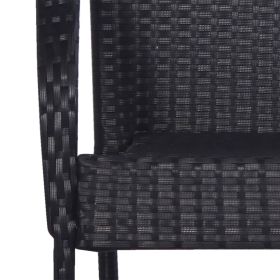 vidaXL Stackable Patio Chairs 2 pcs Poly Rattan Black (Option: as picture)