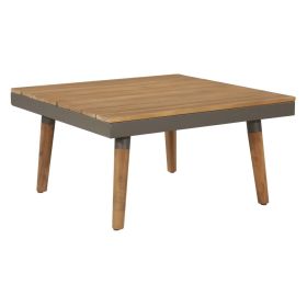 vidaXL 4 Piece Patio Lounge Set with Cushions Solid Acacia Wood Brown (Option: Macaron)
