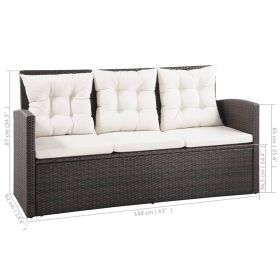 vidaXL 5 Piece Patio Lounge Set with Cushions Poly Rattan Brown (Option: Macaron)