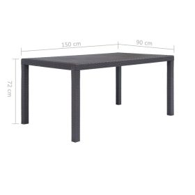 vidaXL Patio Table Brown 59"x35.4"x28.3" Plastic Rattan Look (Option: as picture)
