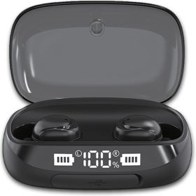 TWS True Bluetooth 5.0 Wireless Earbuds with 2000mAh Charging Case (Color: Black, size: )