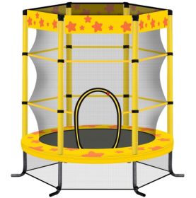 55 Inch Kids Trampoline With Safety Enclosure Net, 4.5FT Outdoor Indoor Trampoline For Kids Purple (Option: Macaron)