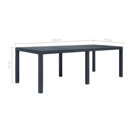 vidaXL Garden Table Anthracite 220x90x72 cm Plastic Rattan Look (Option: Macaron)