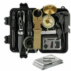 14-In-1 Outdoor Emergency Survival Kit Camping Hiking Tactical Gear Case Set Box (Option: Macaron)