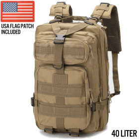 XG-MB40 - Large Tactical Backpack Survival Assault Bag 40 Liter (Color: Khaki, size: )