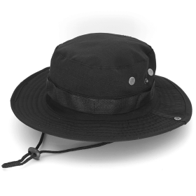 Military Wide Brim Boonie Bucket Hat (Color: Black, size: )