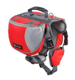 Adventure Paws Pet Harness With Built-In Backpack (Color: Red, size: M)