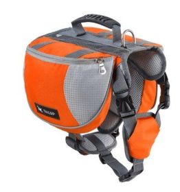 Adventure Paws Pet Harness With Built-In Backpack (Color: Orange, size: M)