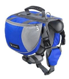 Adventure Paws Pet Harness With Built-In Backpack (Color: Blue, size: L)