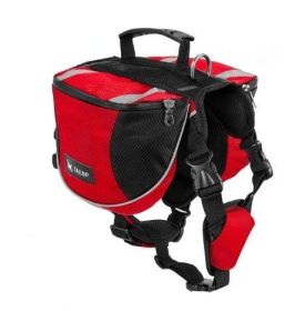Adventure Paws Pet Harness With Built-In Backpack (Color: Gorgeous Red, size: L)