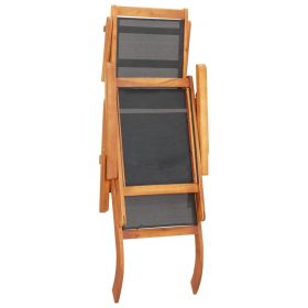 vidaXL Patio Deck Chair Solid Acacia Wood and Textilene (Option: as picture)