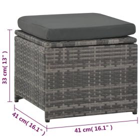 vidaXL 6 Piece Patio Lounge Set with Cushions Poly Rattan Gray (Option: Macaron)