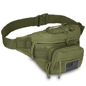 EDC Hunting Tactical Fanny Pack with USA Flag Patch (Color: Army Green, size: )