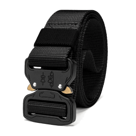 Mens Tactical Belt Riggers Style with Buckle - XG-TB1 (Color: Black, size: )