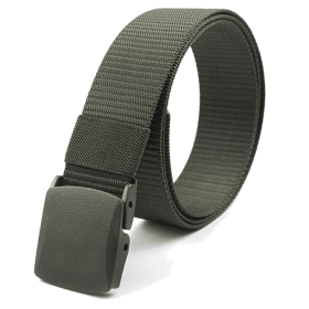 Adjustable Nylon Belt with Plastic Buckle (Color: Army Green, size: )